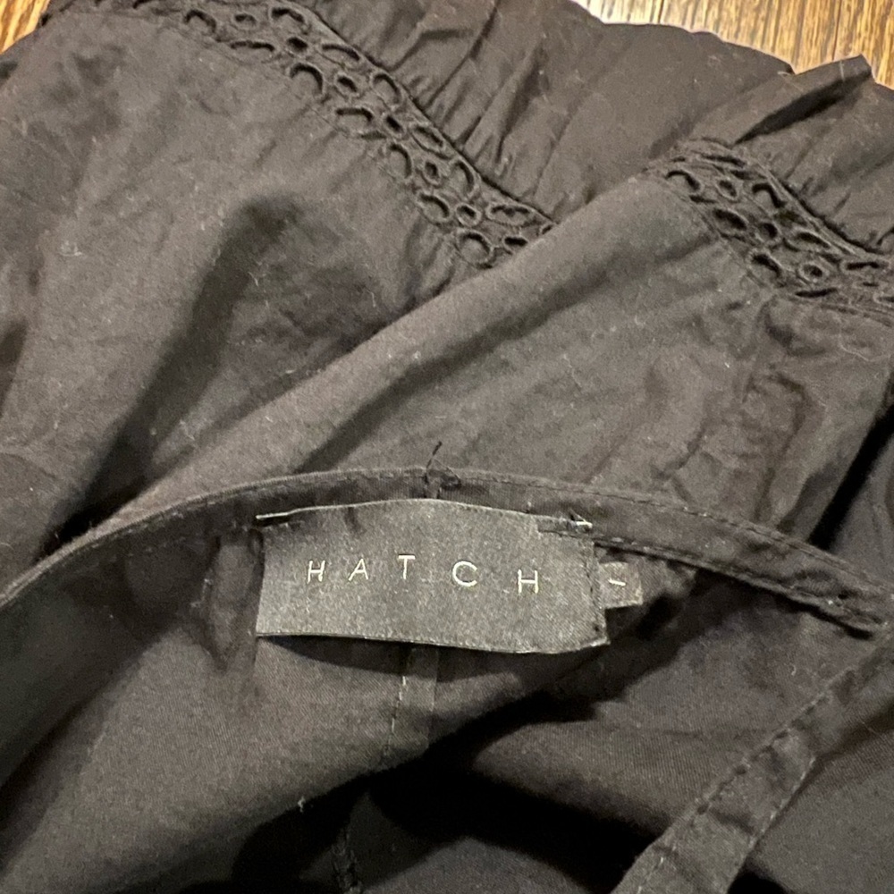 Hatch | Black Maternity Dress Tiered Pockets Spaghetti Strap Tie Sz 1/S - Picture 3 of 10